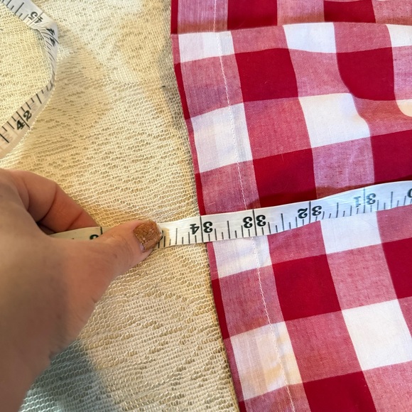 Elizabeth Wilson red gingham high neck bow sleeve dress - Picture 9 of 10